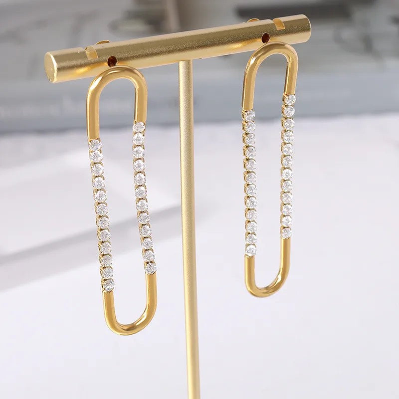 Crystal Link Drop Earrings
