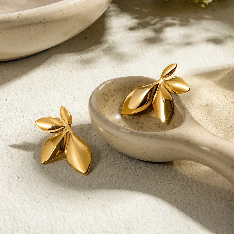Golden Leaf Studs