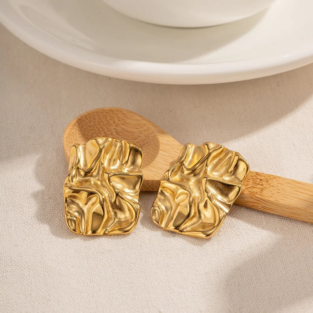 Crinkle Gold Studs