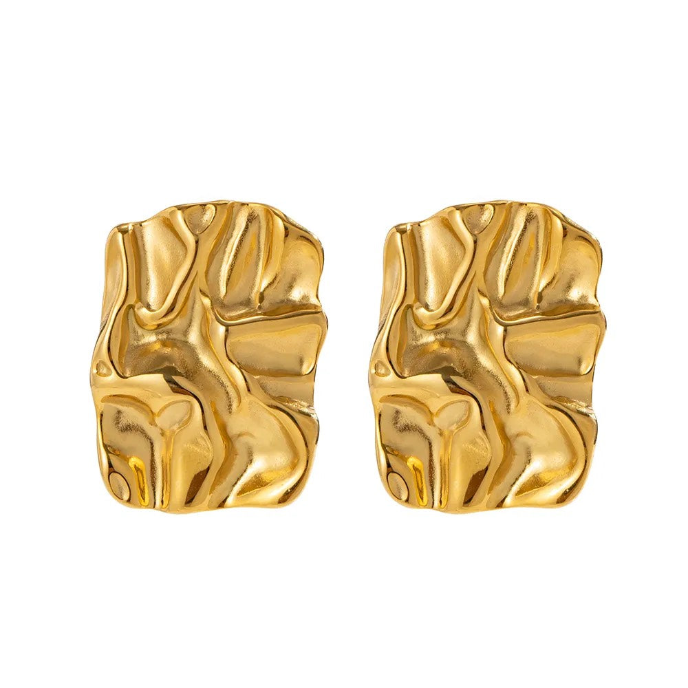 Crinkle Gold Studs