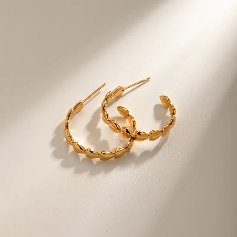 Beaded Gold Hoops