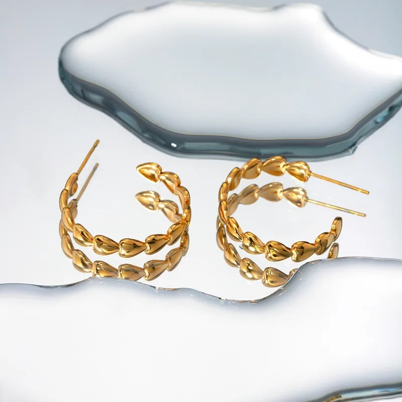Beaded Gold Hoops