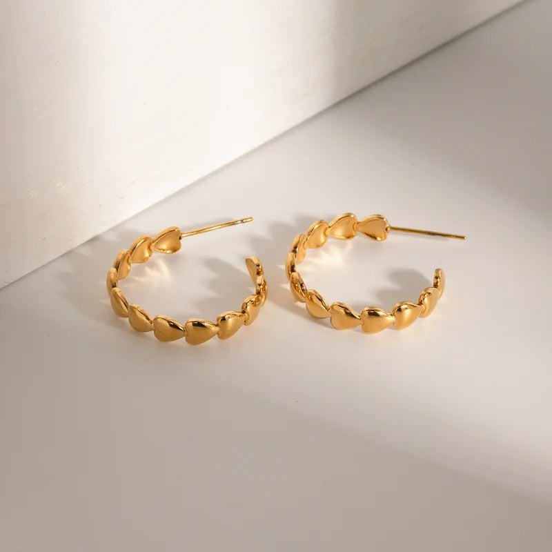 Beaded Gold Hoops