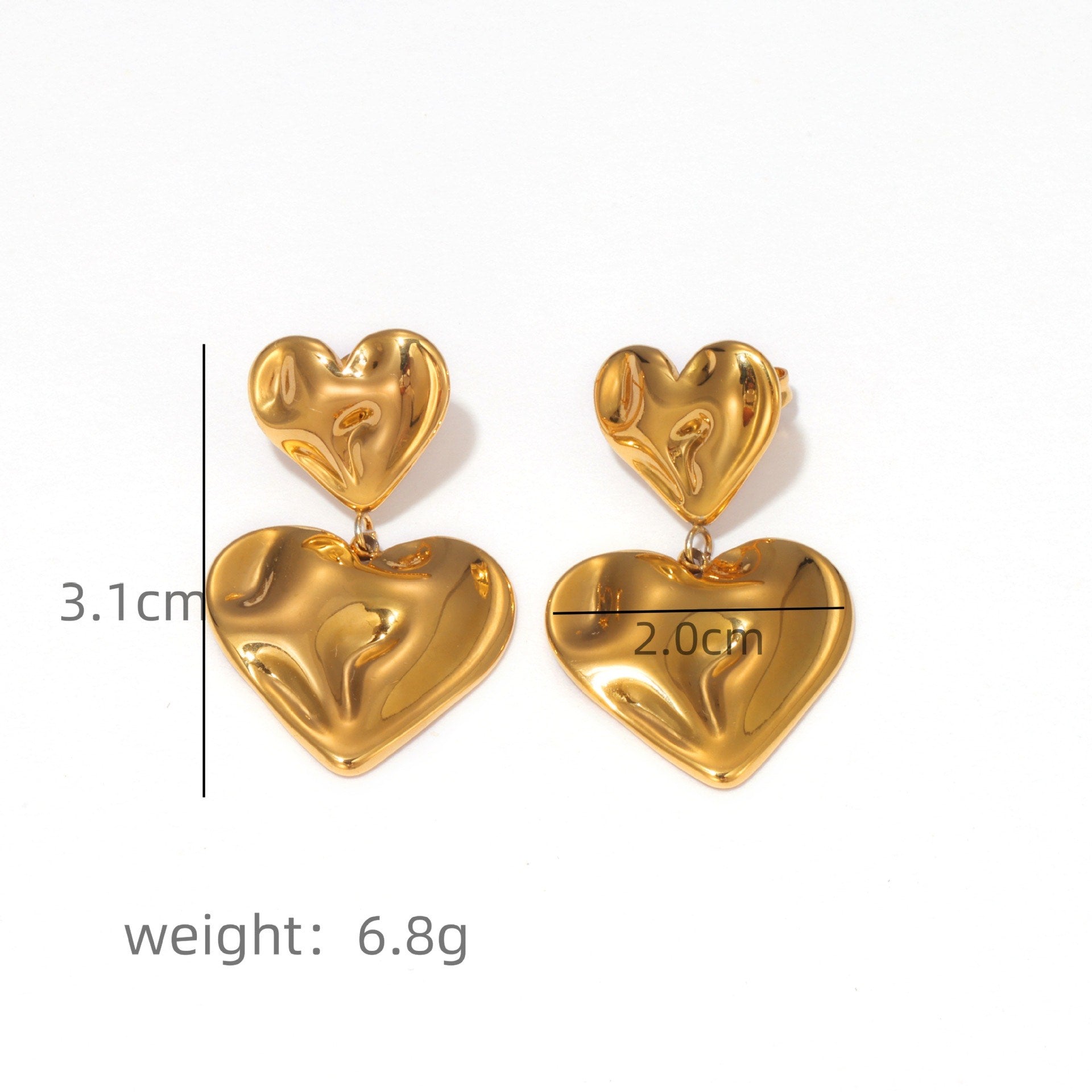 Golden Heart Drop Earrings