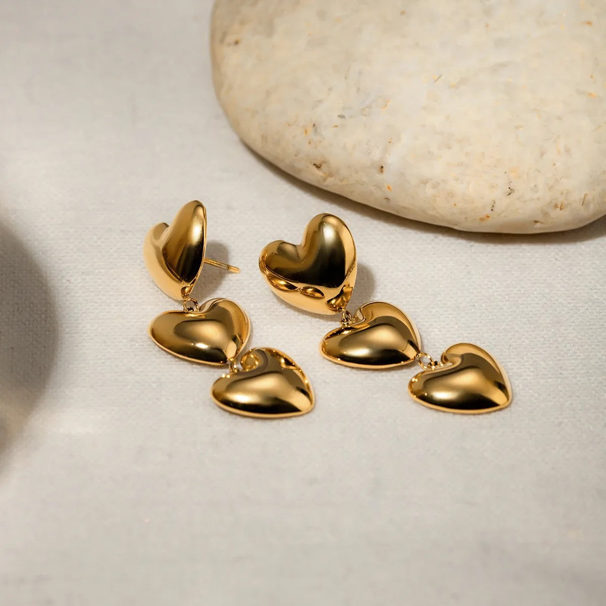 Triple Heart Drop Earrings