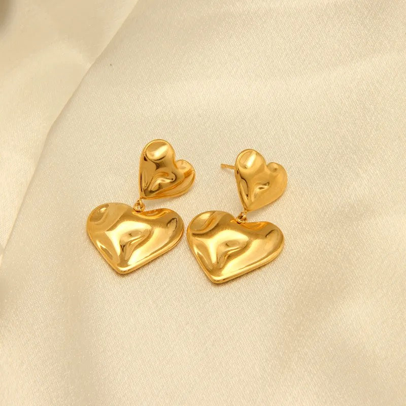 Golden Heart Drop Earrings