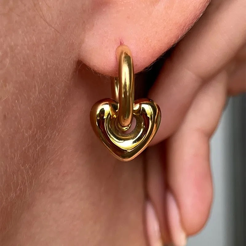 Heart Charm Hoop Earrings