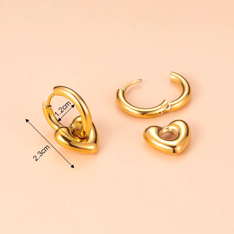 Heart Charm Hoop Earrings