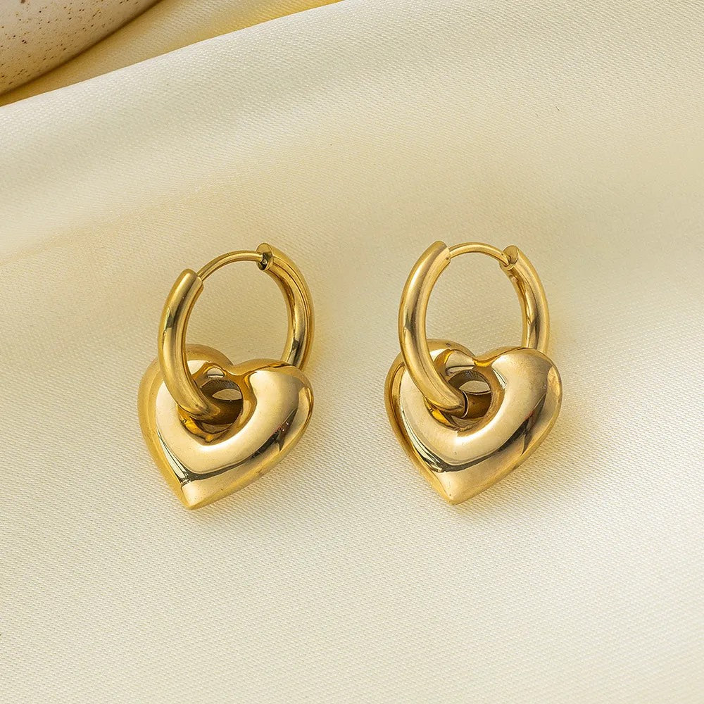 Heart Charm Hoop Earrings